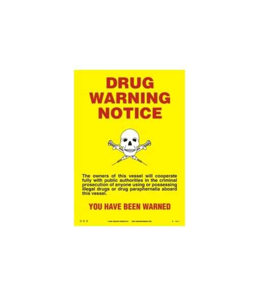 1038 Poster, Cabin size drug warning notice 150x105mm