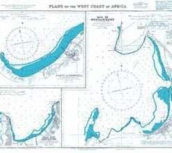 British Admiralty Nautical Chart 1197 Plans on the West Coast of Africa