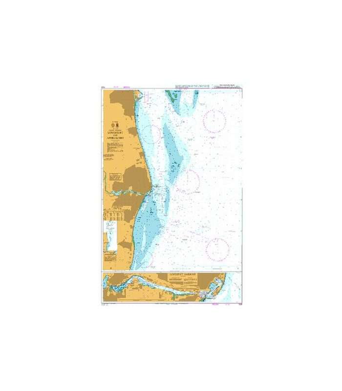 British Admiralty Nautical Chart 1535 Lowestoft and Approaches