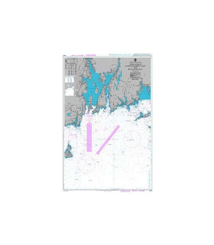 British Admiralty Nautical Chart 2890 Approaches to Narragansett Bay and Buzzards Bay