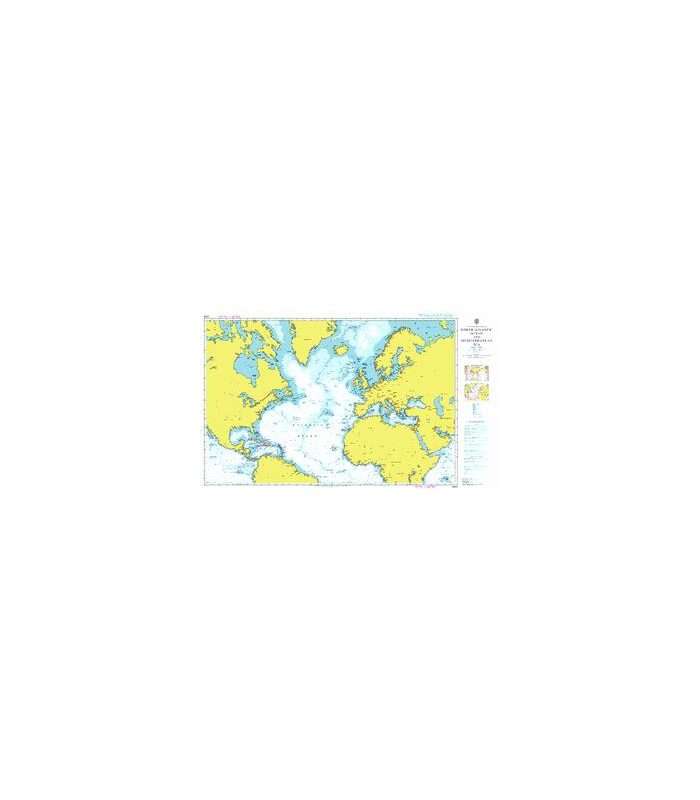 British Admiralty Nautical Chart 4004 A Planning Chart for the North Atlantic Ocean and Mediterranean Sea
